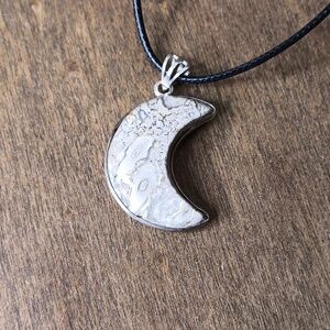 Genuine Rock Calcy Hand Crafted Silver Stamped 925 Crescent Moon Necklace